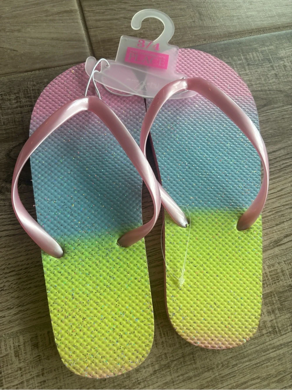 The Children's Place Pink Strap Gradient Blue to Yellow Girls Flip Flops